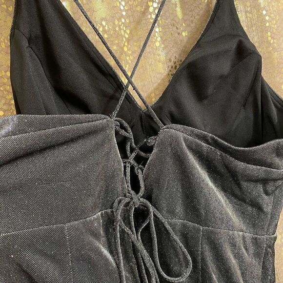 Blondie Nites Black Silver Sparkly Mini Dress, Size 15/L - Picture 5 of 7